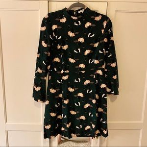 Derek Lam dark green silk mini dress